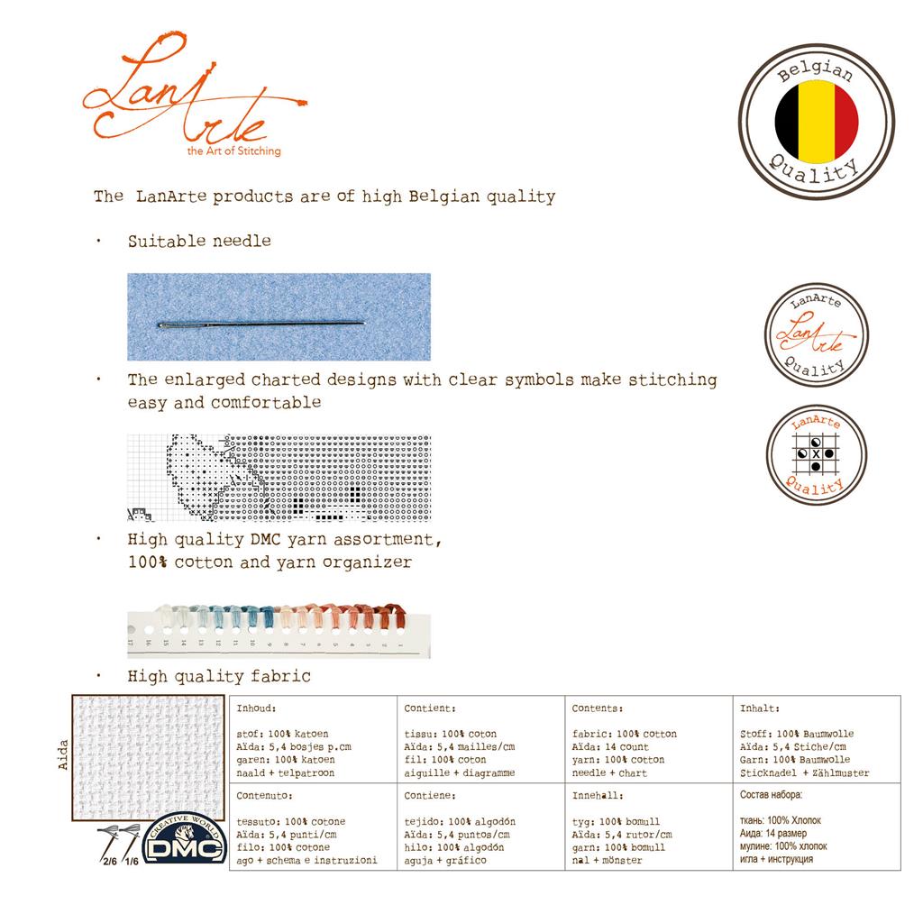 Kit Punto de Cruz Close-up Eagle en Tela Aida - Lanarte PN-0199444