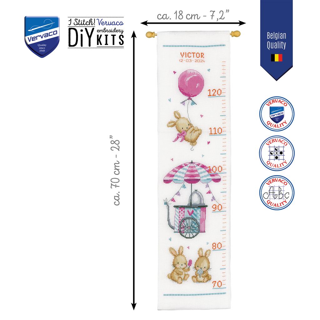 Cross Stitch Kit - Vervaco Ice Cream Cart - Children's Height Meter