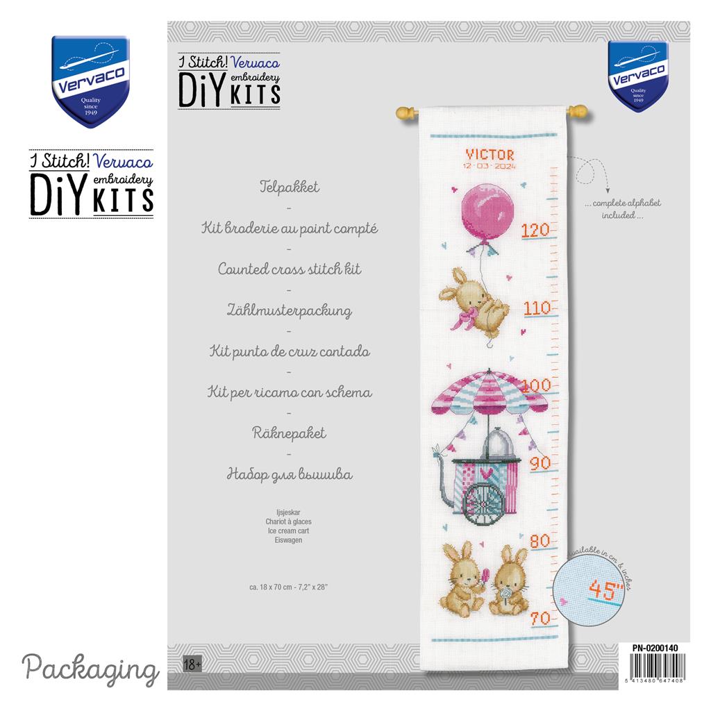 Cross Stitch Kit - Vervaco Ice Cream Cart - Children's Height Meter