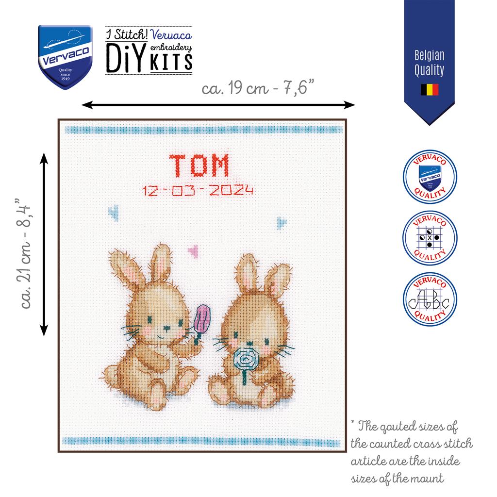 Cross Stitch Kit - Ice Cream Party with Vervaco Bunnies