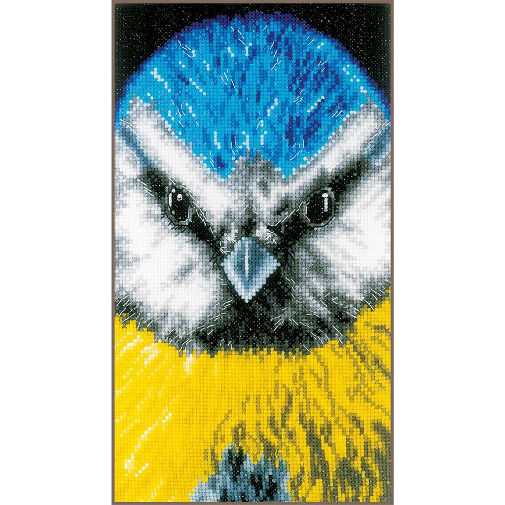 Kit Punto de Cruz Close-up Blue Tit en Tela Aida - Lanarte PN-0200490