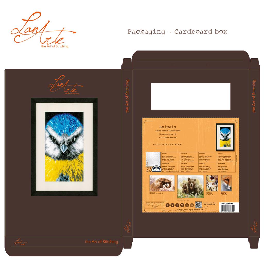 Kit Punto de Cruz Close-up Blue Tit en Tela Aida - Lanarte PN-0200490