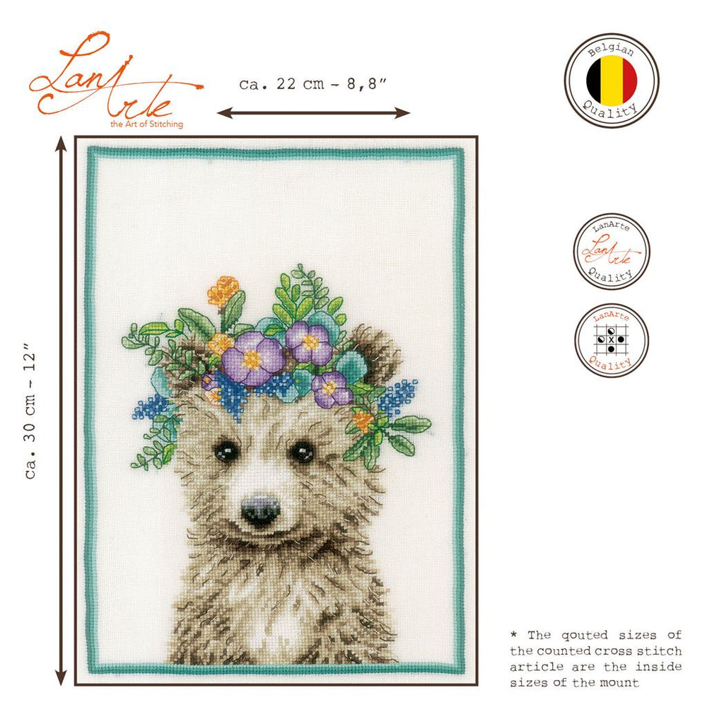 Kit Punto de Cruz. Flower crown bear - Lanarte PN-0200867