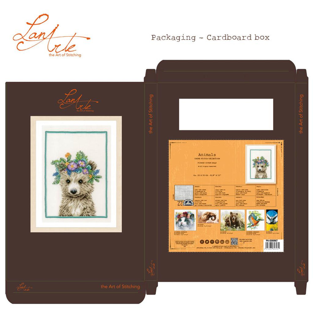 Kit Punto de Cruz. Flower crown bear - Lanarte PN-0200867