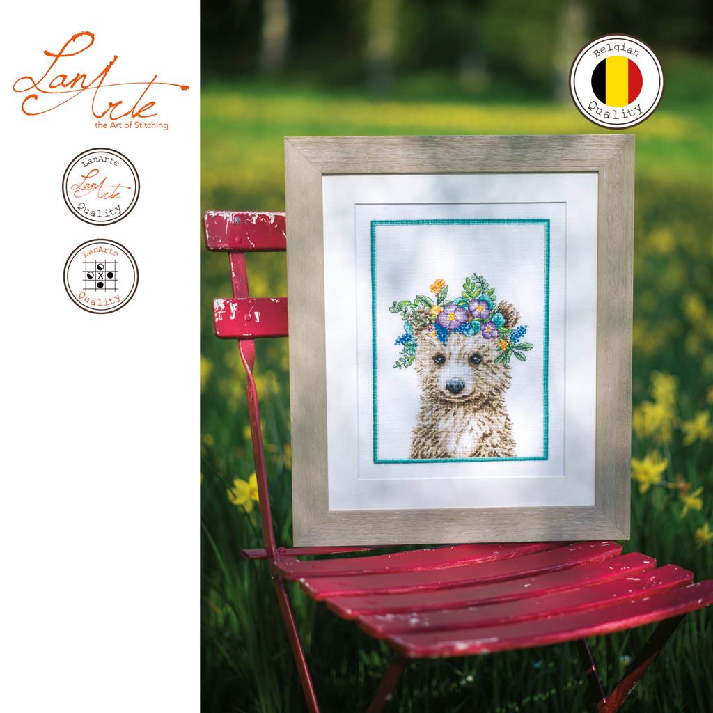 Kit Punto de Cruz. Flower crown bear - Lanarte PN-0200867