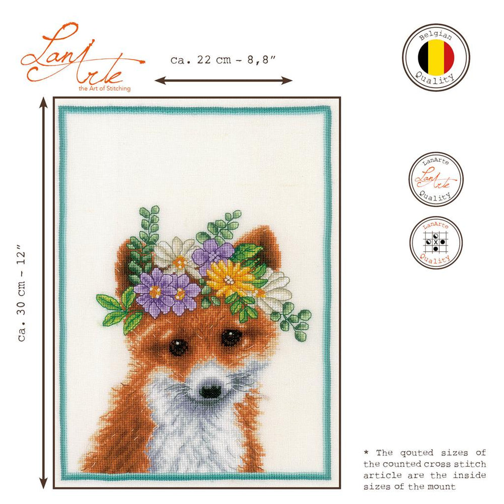 Kit Punto de Cruz. Flower crown fox - Lanarte PN-0201471