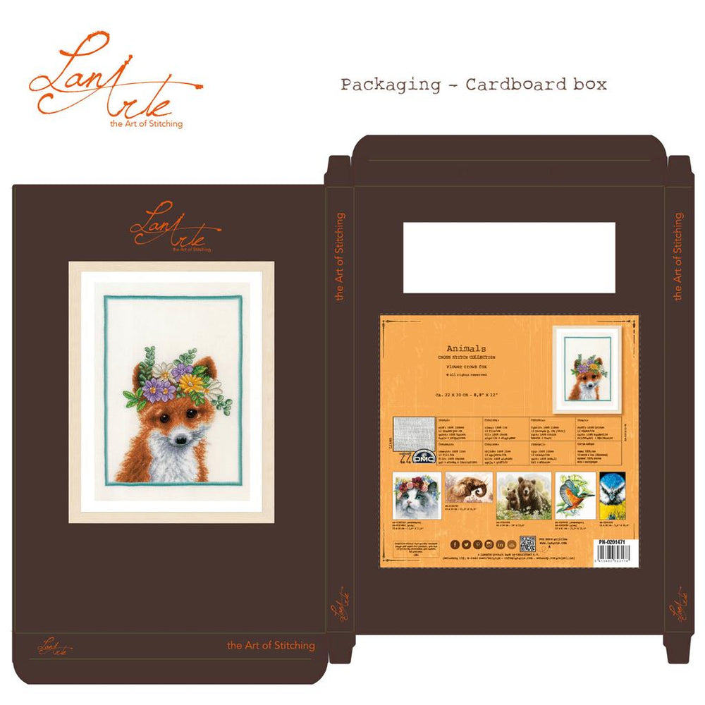 Kit Punto de Cruz. Flower crown fox - Lanarte PN-0201471