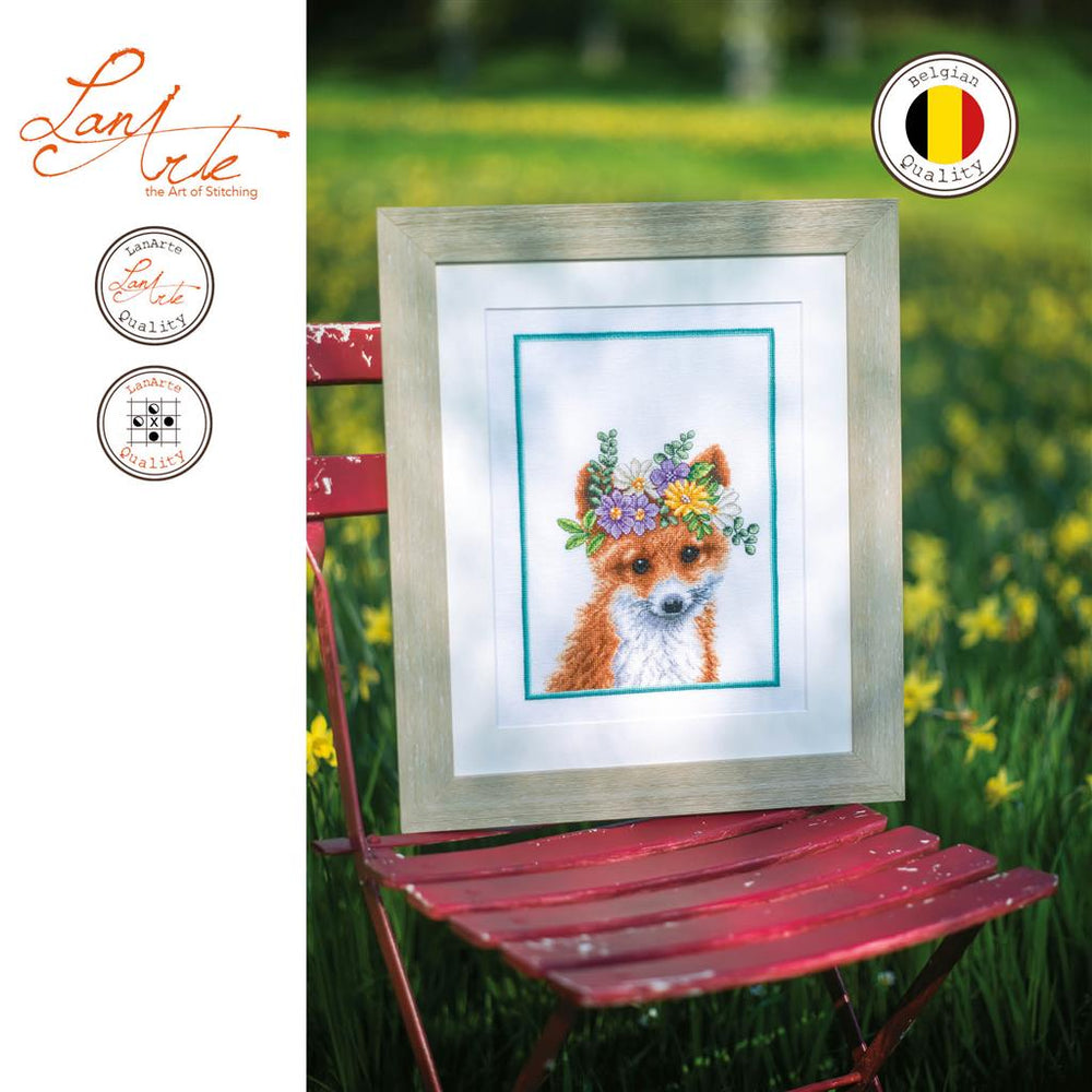 Kit Punto de Cruz. Flower crown fox - Lanarte PN-0201471