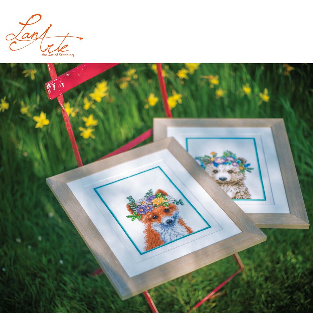 Kit Punto de Cruz. Flower crown fox - Lanarte PN-0201471