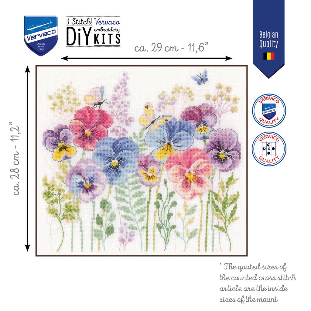 Cross Stitch Kit - Pansies and Grasses by Vervaco