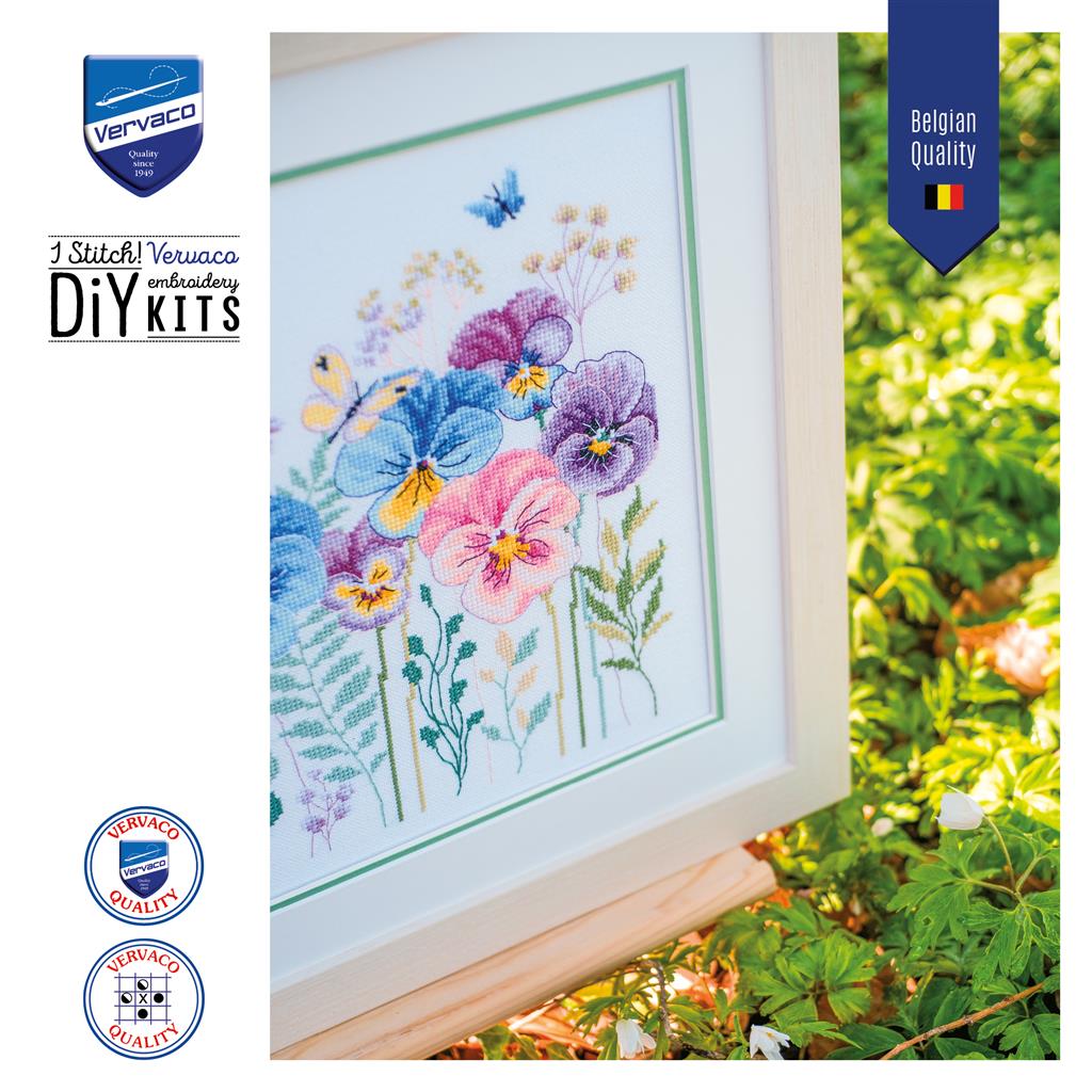 Cross Stitch Kit - Pansies and Grasses by Vervaco