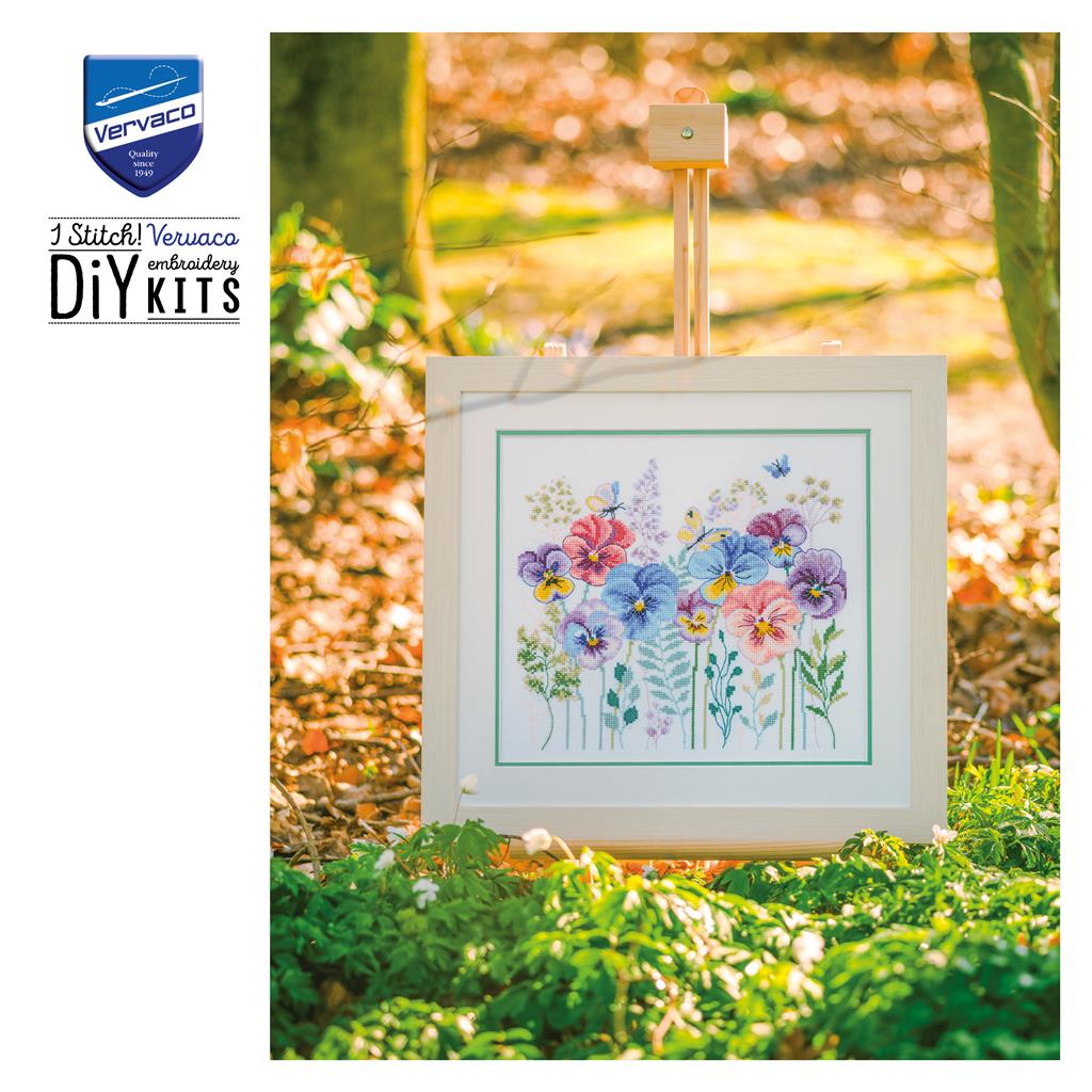 Cross Stitch Kit - Pansies and Grasses by Vervaco
