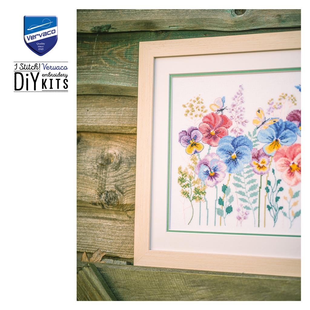 Cross Stitch Kit - Pansies and Grasses by Vervaco