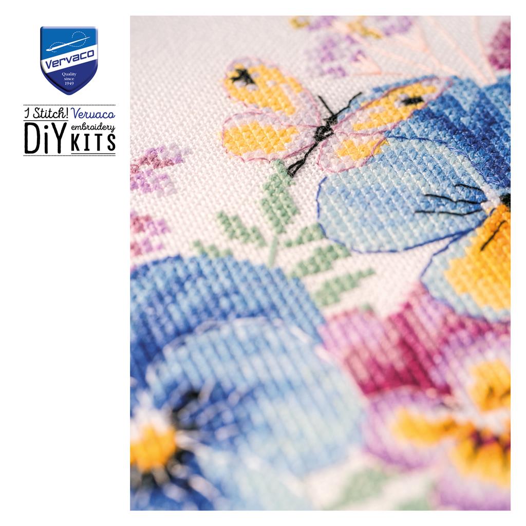 Cross Stitch Kit - Pansies and Grasses by Vervaco