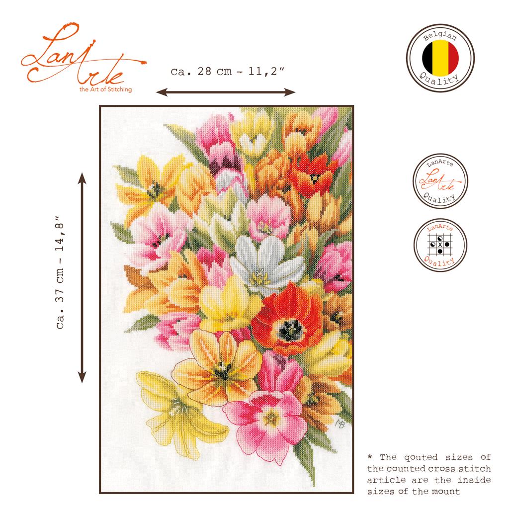 Kit au point de croix "Abritez-moi dans les tulipes" - Lanarte