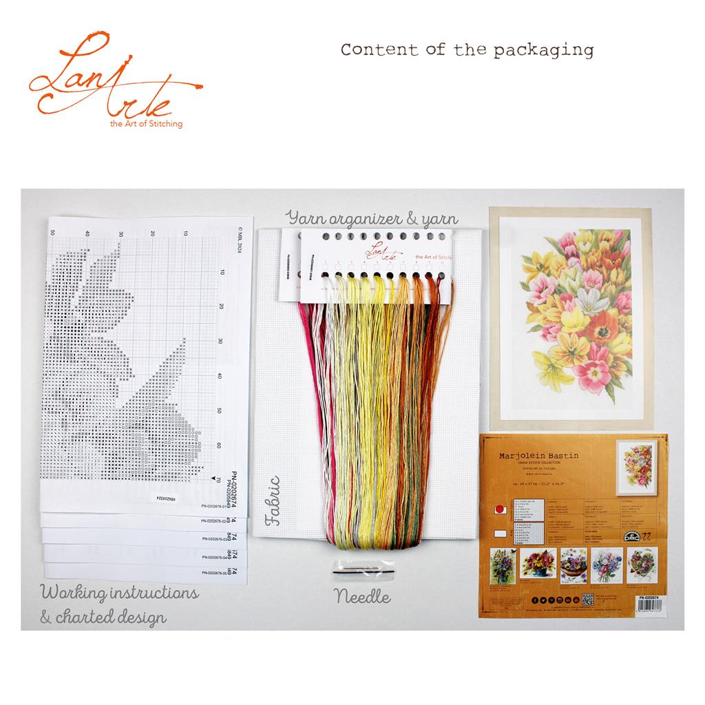Kit au point de croix "Abritez-moi dans les tulipes" - Lanarte