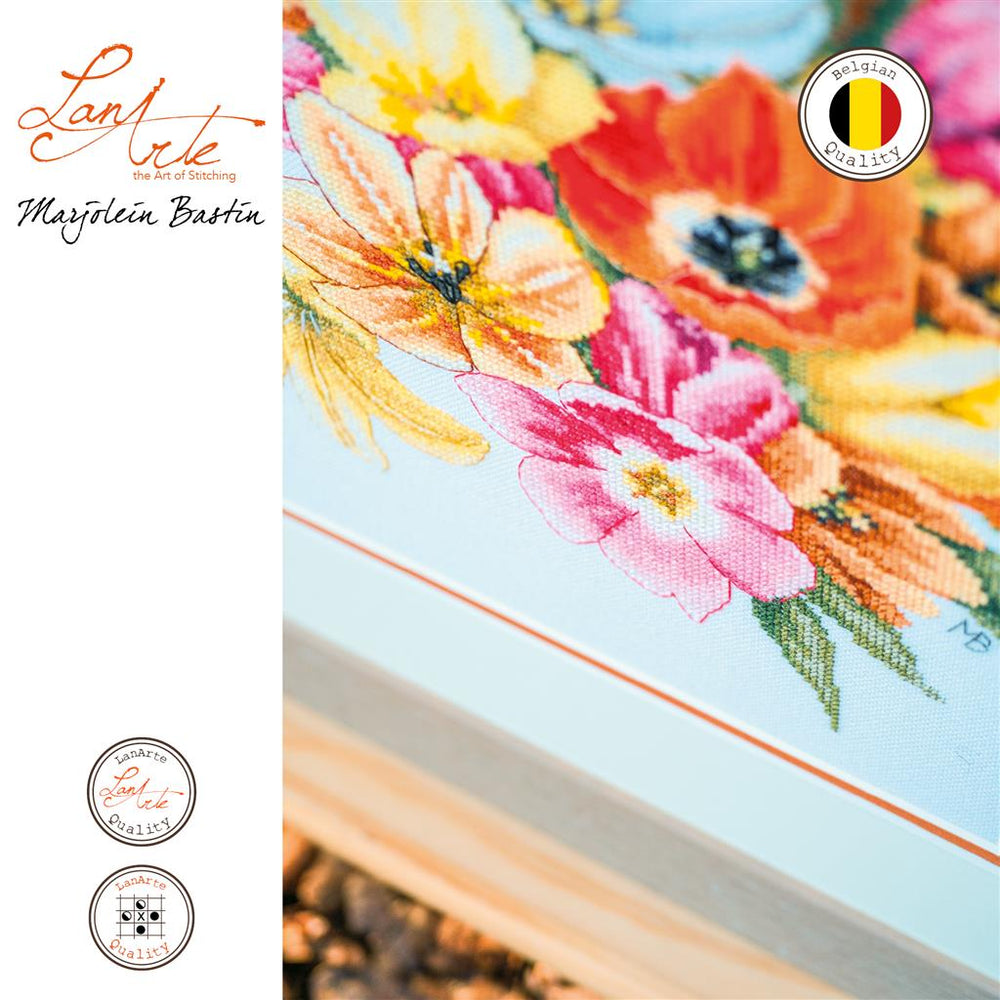 Kit au point de croix "Abritez-moi dans les tulipes" - Lanarte