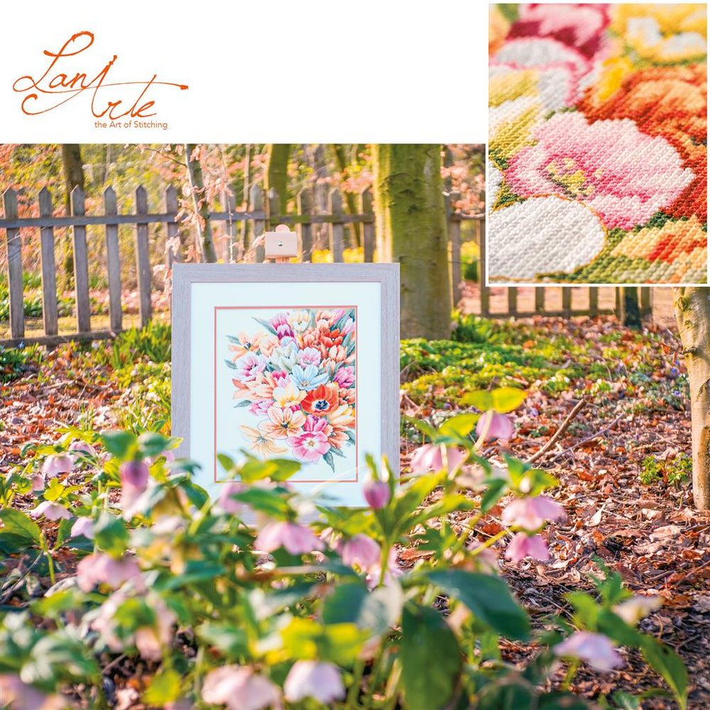 Kit au point de croix "Abritez-moi dans les tulipes" - Lanarte
