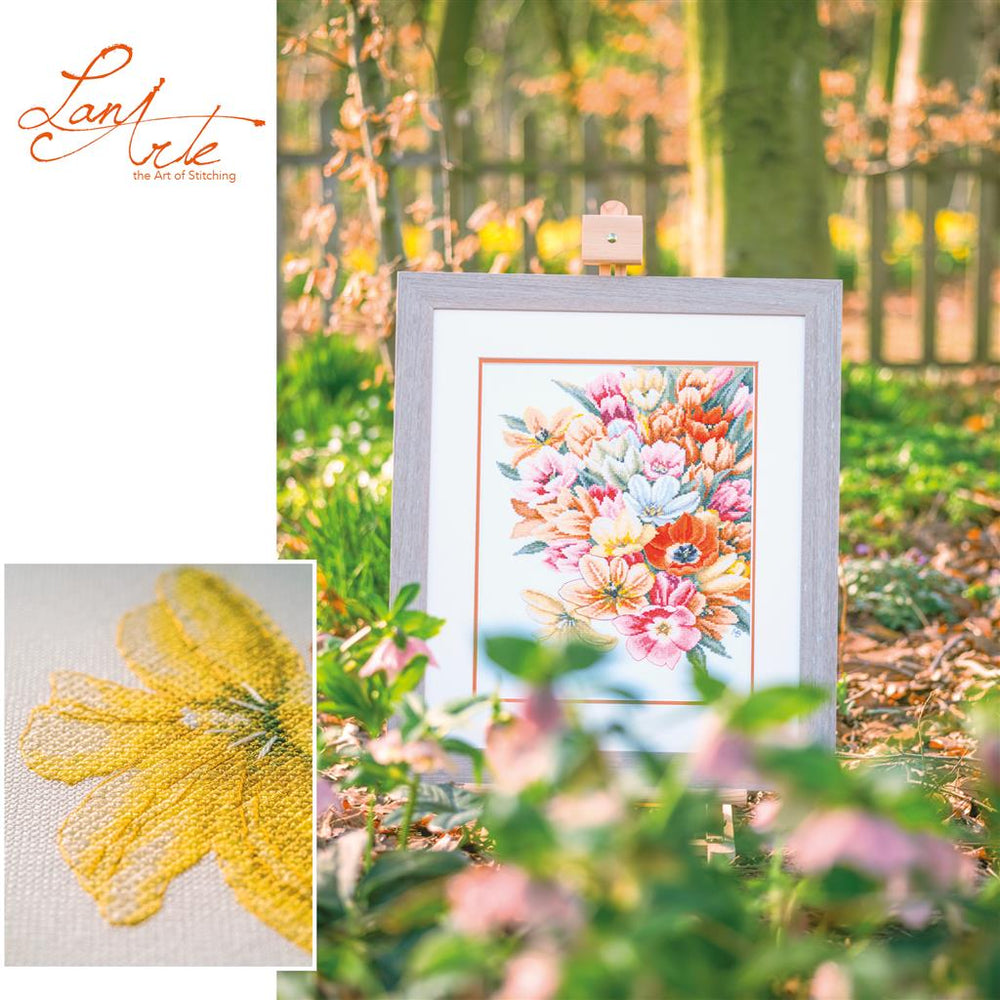 Kit au point de croix "Abritez-moi dans les tulipes" - Lanarte