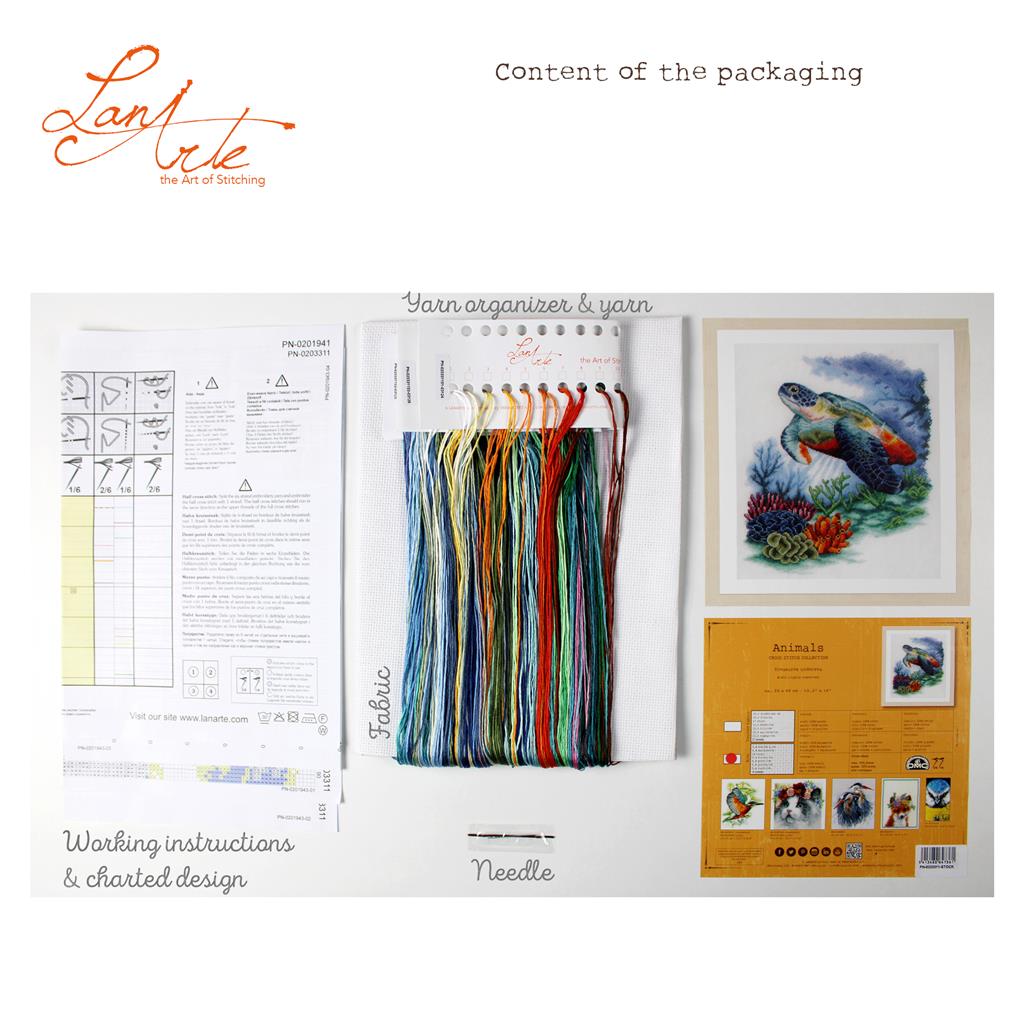 Kit de Punto de Cruz "Tesoros Submarinos" de Lanarte: Explora la Belleza del Océano