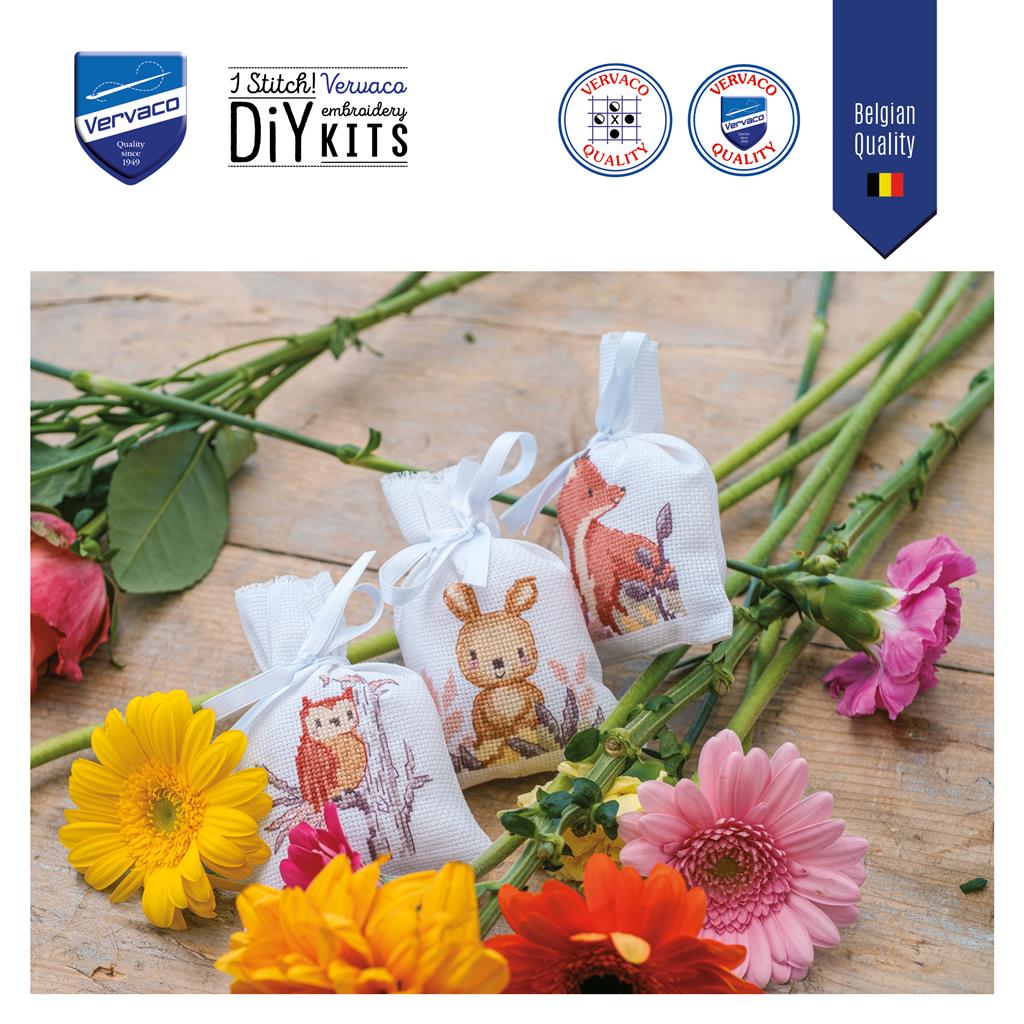 Kit de Sacs "Dans la Forêt" Set de 3 - Vervaco Point de Croix