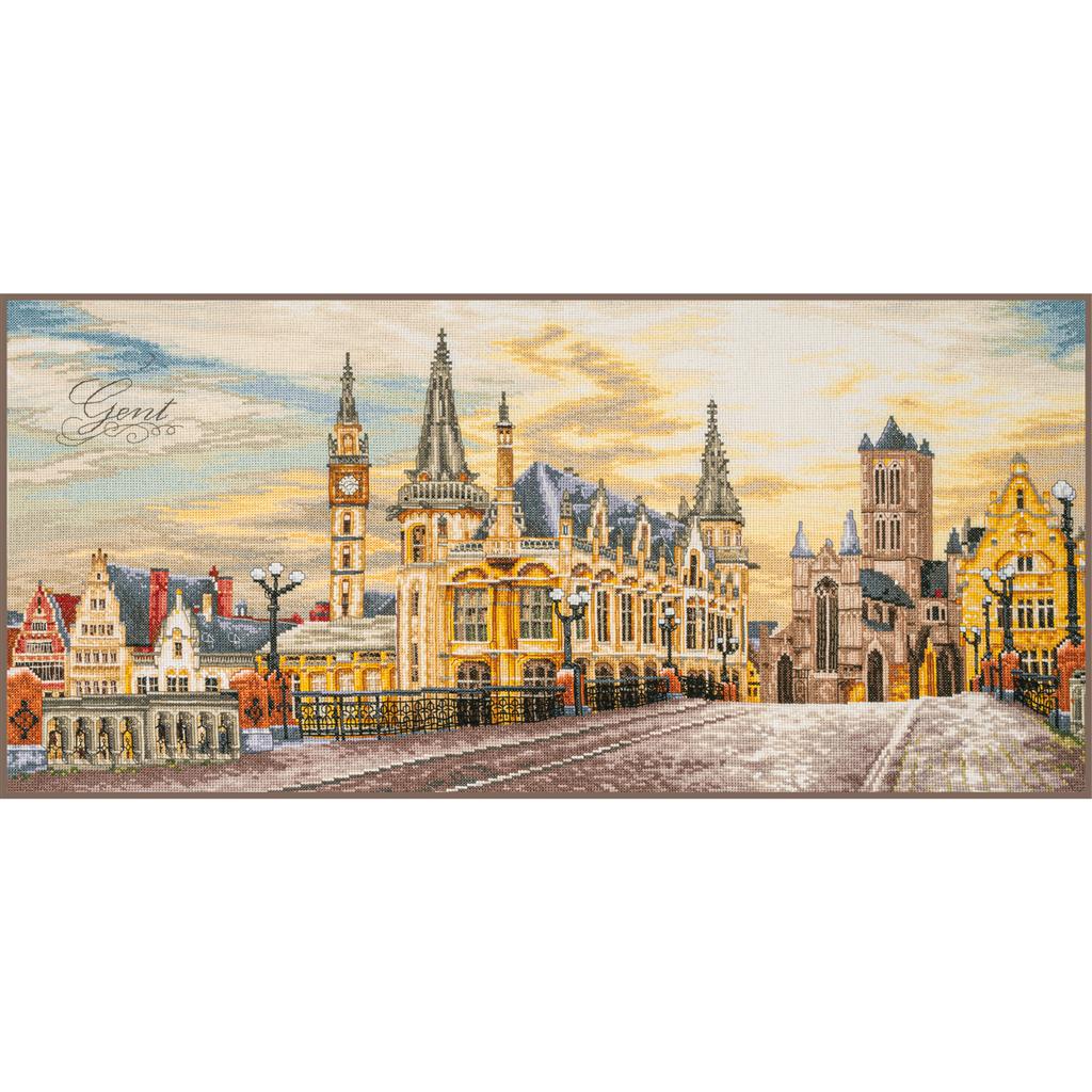 Kit de Punto de Cruz "Vista de la Ciudad de Gante" - Lanarte