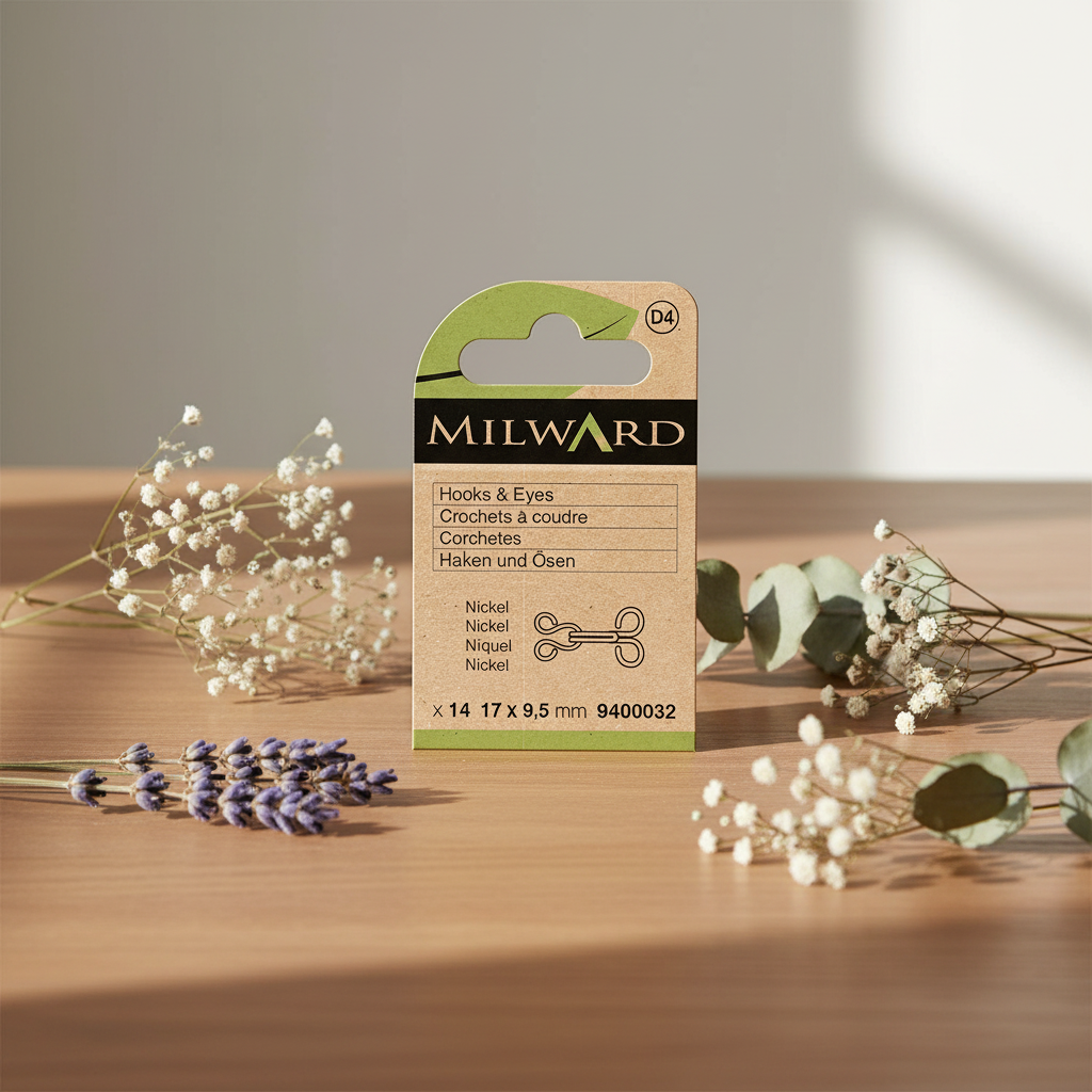 Pack de 14 Crochetes Milward Niquelados #3 - 17x9.5 mm para Cierres de Prendas