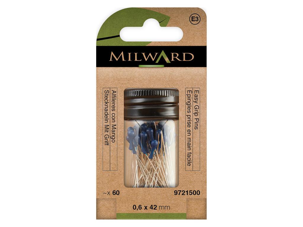 Pack de 60 épingles Milward 9721500 avec poignée en plastique - 0,6 x 42 mm