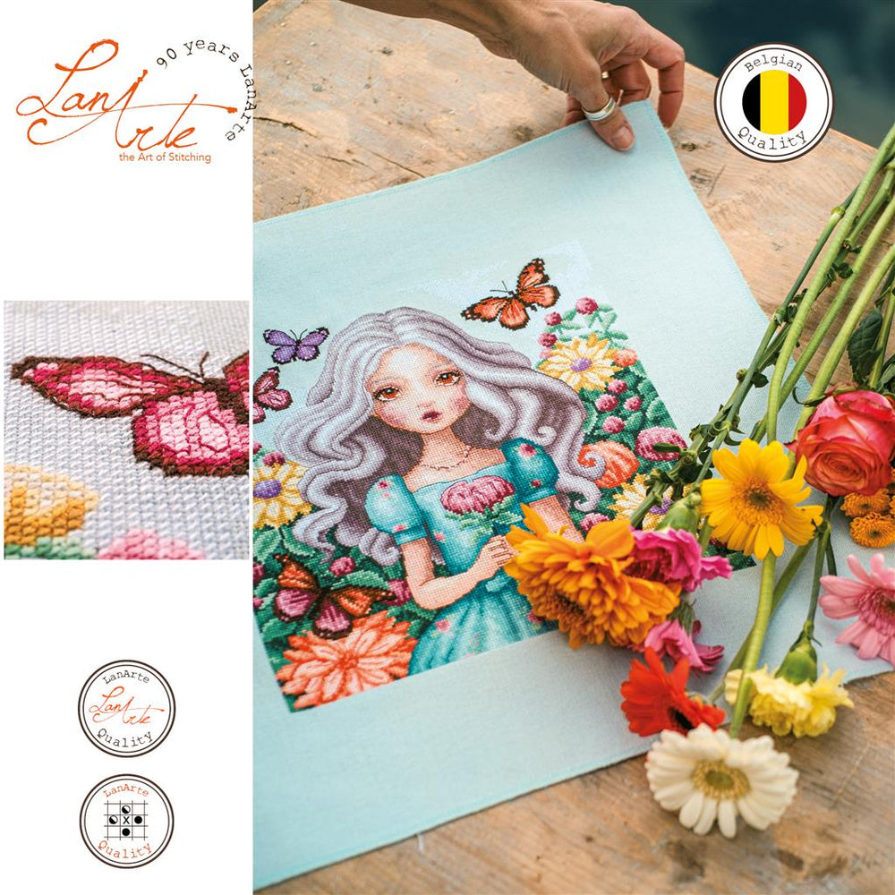 Kit au point de croix "Je tiens chaque Dahlia" - Lanarte