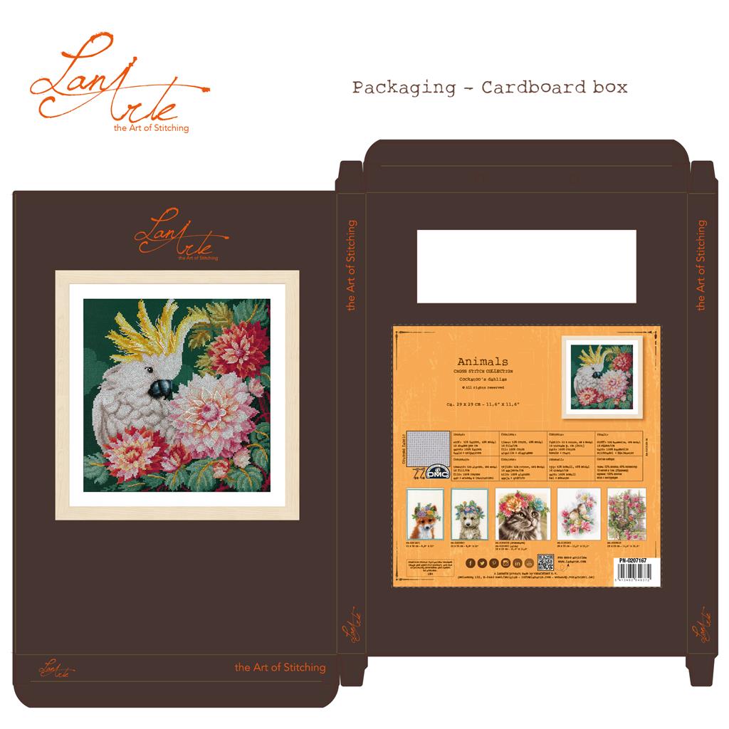 Kit au point de croix "Cacatoès Dahlias" - Lanarte