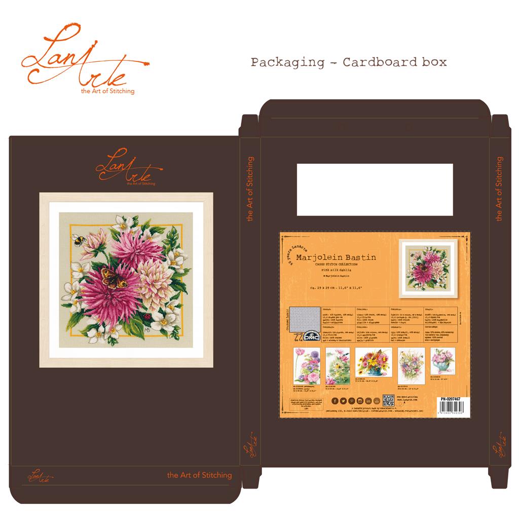 Kit au point de croix "Dahlia en soie rose" - Lanarte