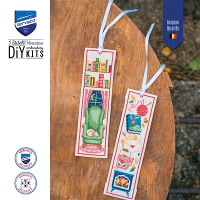 Kit de Punto de Cruz Marcapáginas “Cosy Reading” – Set de 2 | Vervaco