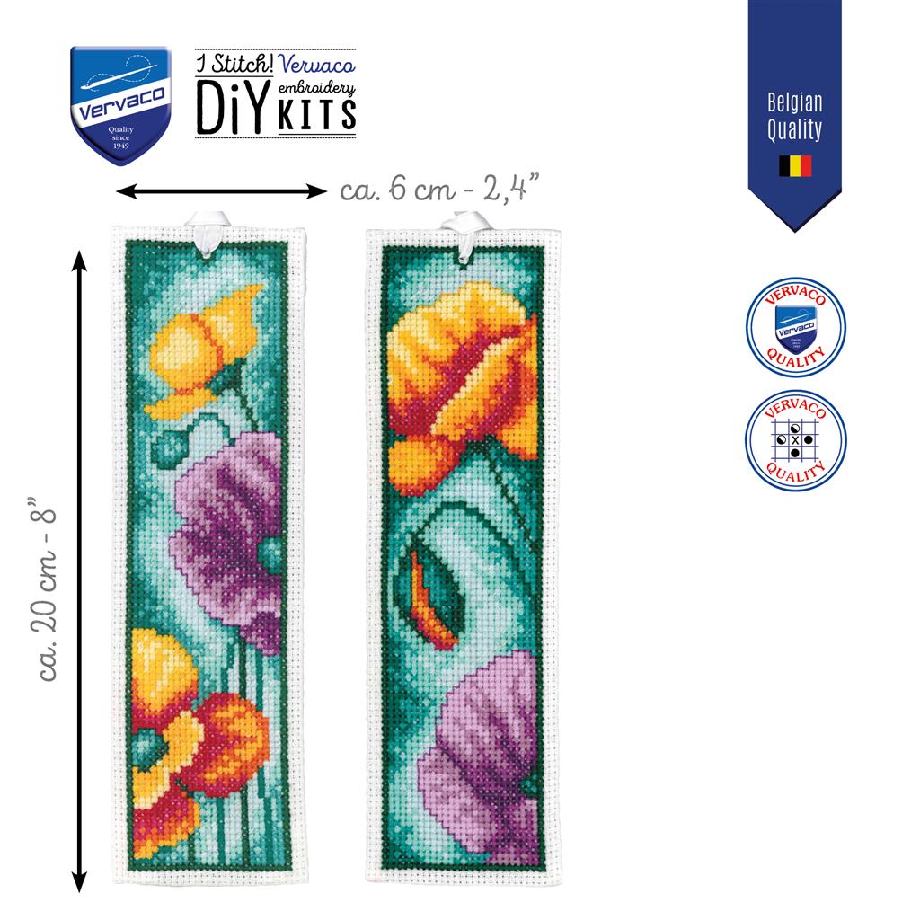 Kit marque-pages "Vibrant Coquelicots" Lot de 2 - Vervaco