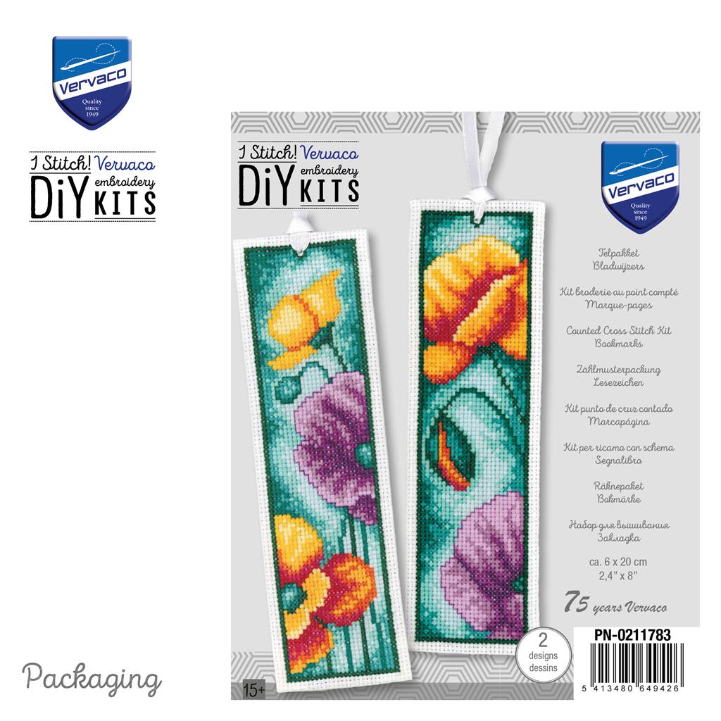 Kit marque-pages "Vibrant Coquelicots" Lot de 2 - Vervaco