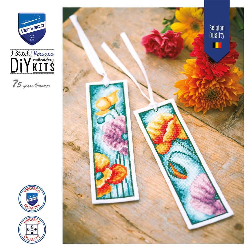 Kit marque-pages "Vibrant Coquelicots" Lot de 2 - Vervaco