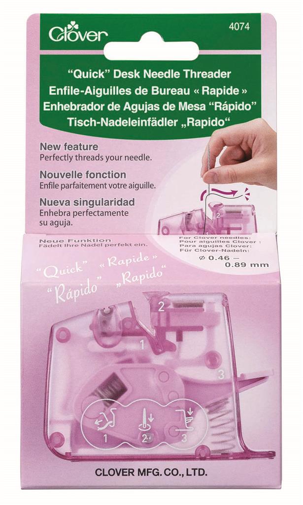 Enhebrador de agujas Clover 4074 de mesa, dispositivo compacto para enhebrar agujas de costura de forma rápida y sencilla