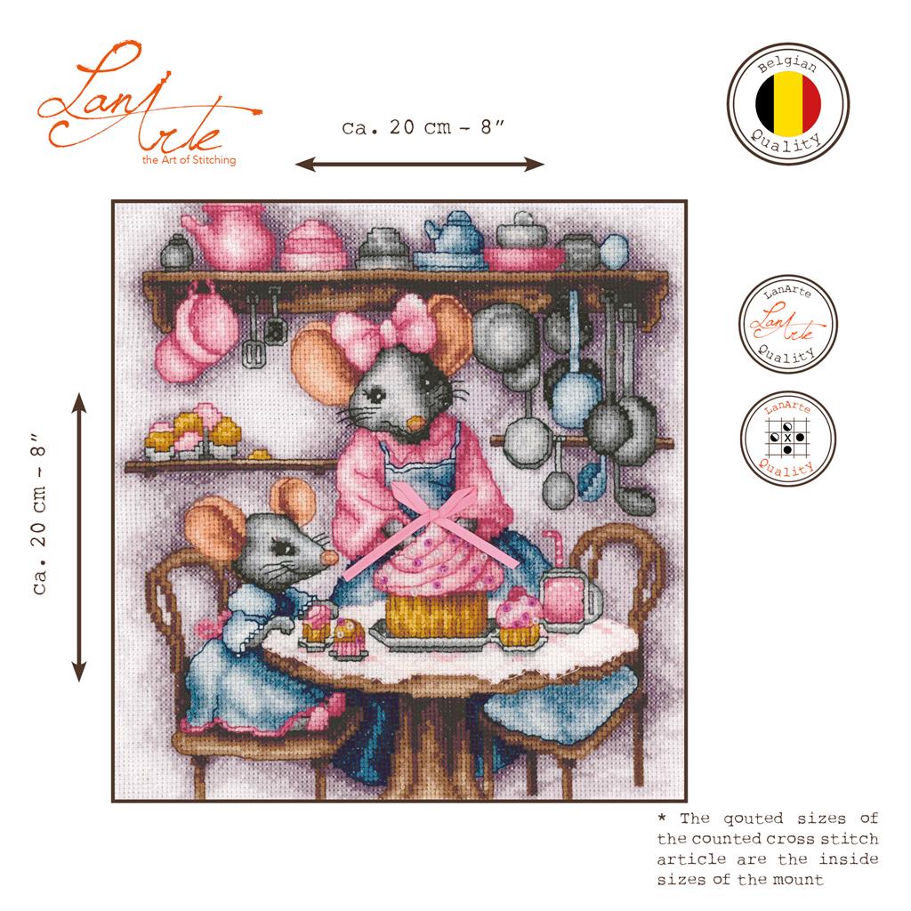 Kit de point de croix Lanarte A Micey Sweet Cupcake avec petites souris pâtissières