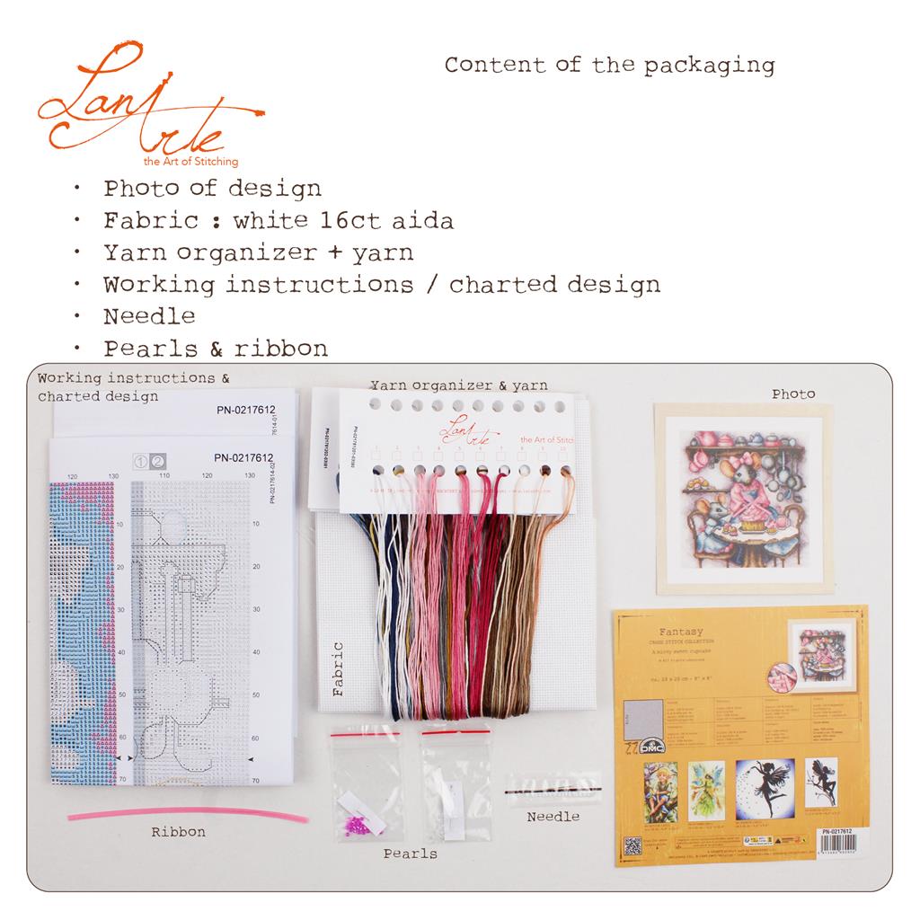 Kit de point de croix Lanarte A Micey Sweet Cupcake avec petites souris pâtissières