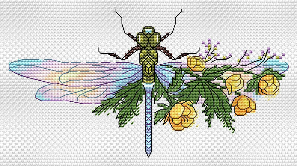 Kit de point de croix « Libellule florale » SV-1034 – Élégance naturelle