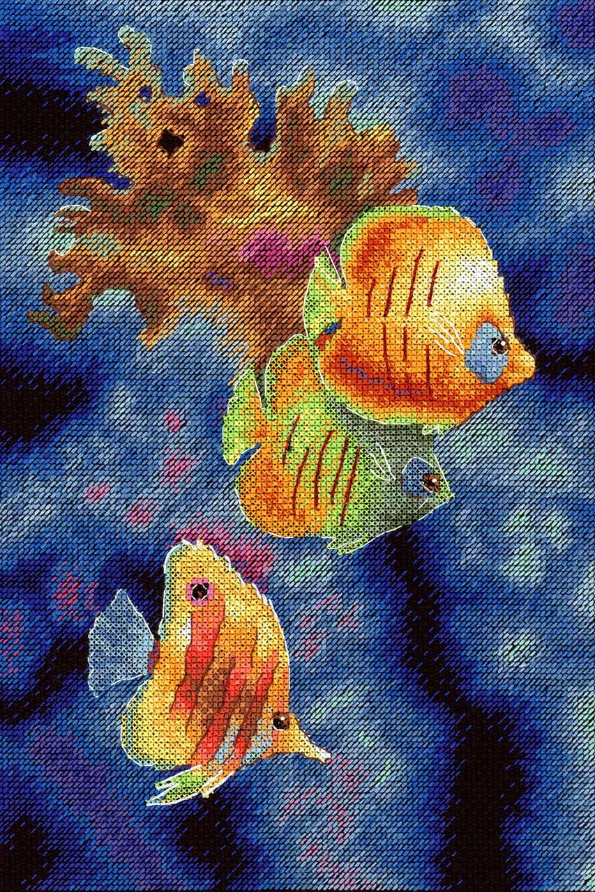 Habitants des récifs coralliens – Kit de broderie au point de croix MP Studia SNV-888