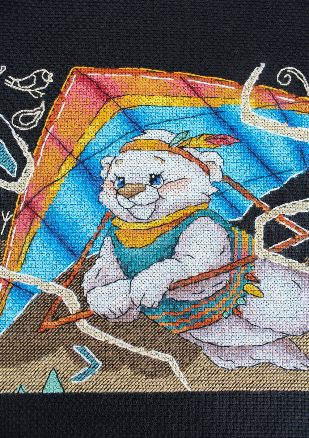 Kit de broderie au point de croix « Premier vol » de MP Studia SNV-958 – Motif ours volant