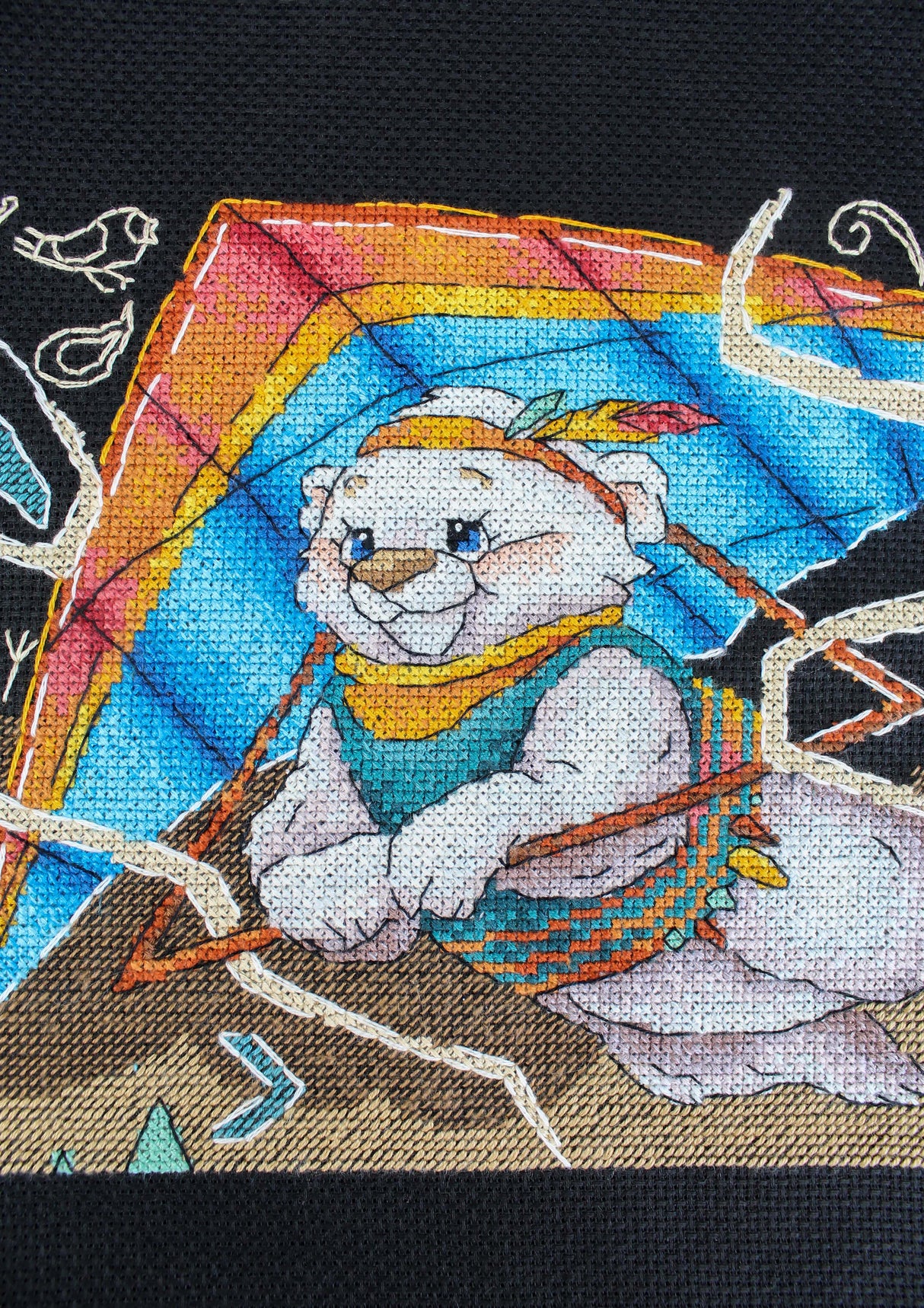 Kit de broderie au point de croix « Premier vol » de MP Studia SNV-958 – Motif ours volant