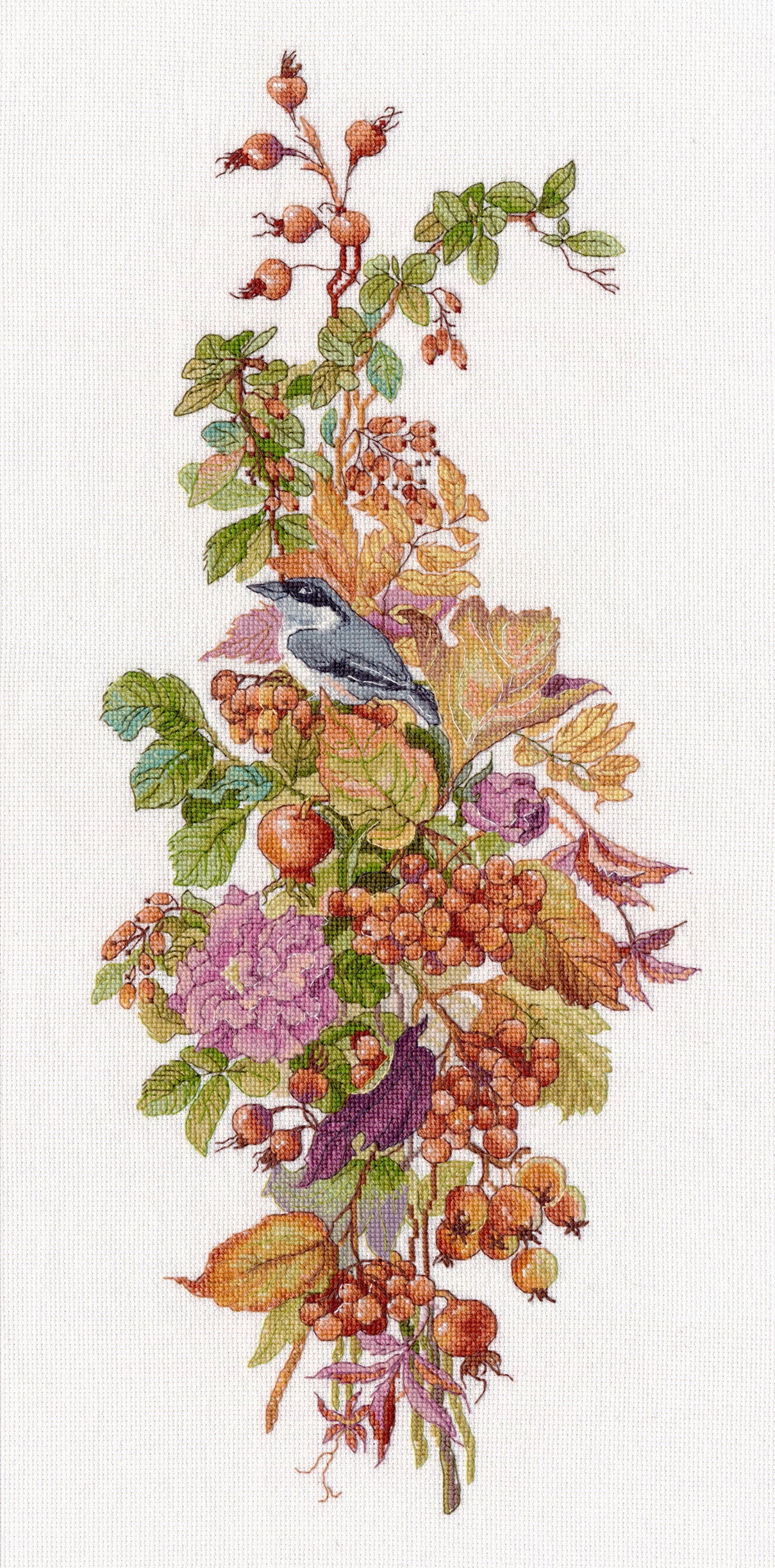 Kit de Punto de Cruz “Autumn Berries” Oven S1720 – Composición otoñal 19x44 cm Aida 18 ct