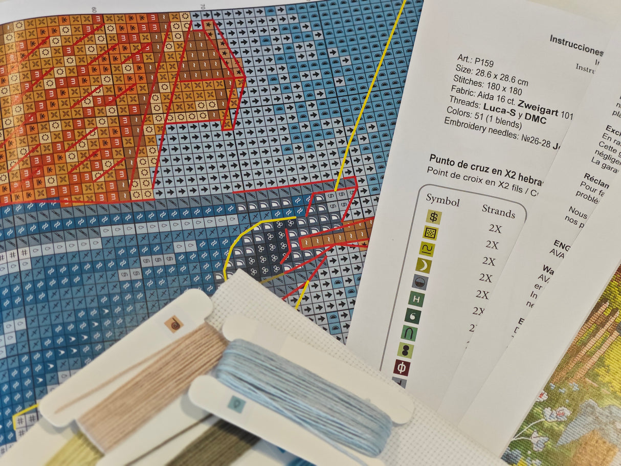 Presentación del kit de punto de cruz P159 La Primavera AVA Stitch