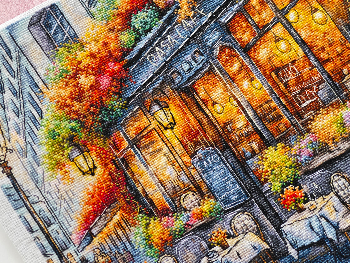 P051 Café en Otoño - Kit de Punto de Cruz de AVA Stitch