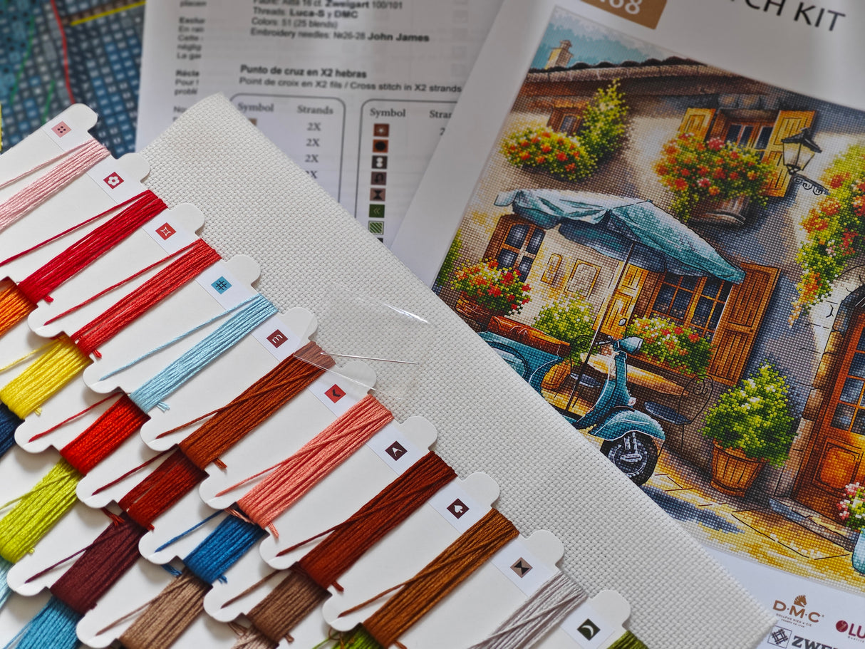 Counted Cross Stitch Kit "The Blue Vespa" – AVA Stitch P168