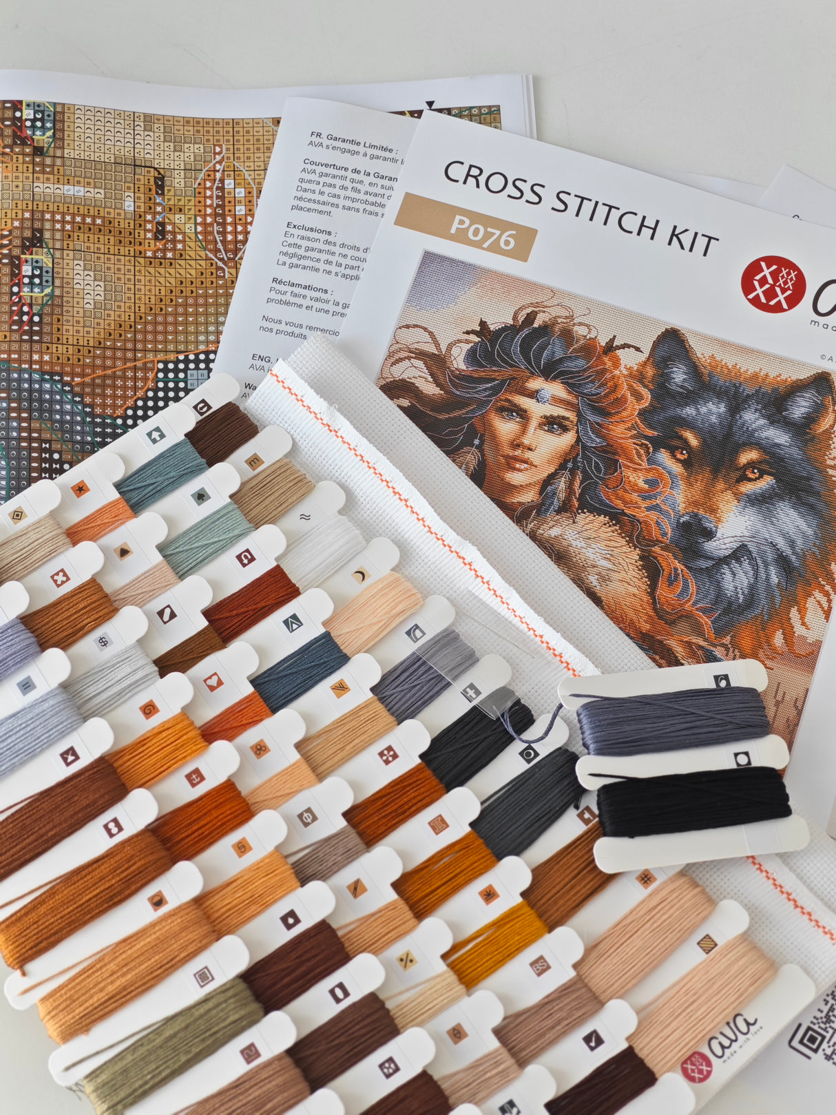 AVA P076 – Le Guerrier et le Loup | Kit de point de croix fantaisie