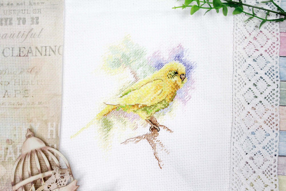 Kit de broderie au point de croix « Ami à plumes » de MP Studia SM-739 – Motif d'oiseau coloré