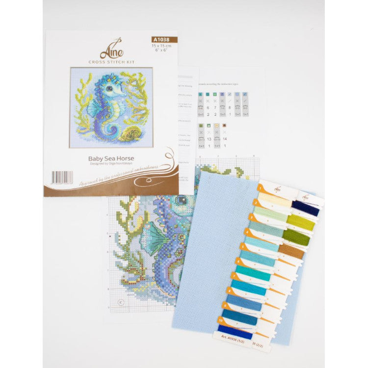"Baby Sea Horse" Cross Stitch Kit Aine SRA1038 – Seahorse 15×15 cm