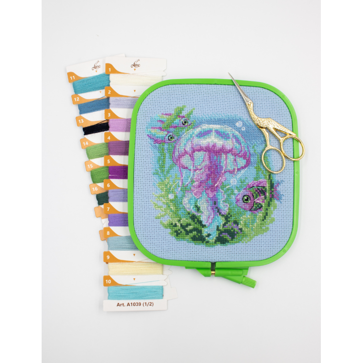Cross Stitch Kit "Baby Jellyfish" Aine SRA1039 – Sea Jellyfish 15×15 cm
